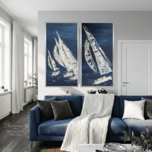 Hajók tánca, 2 db. 140x70 cm kortárs festmény BoHemian Art Bocskay Helga